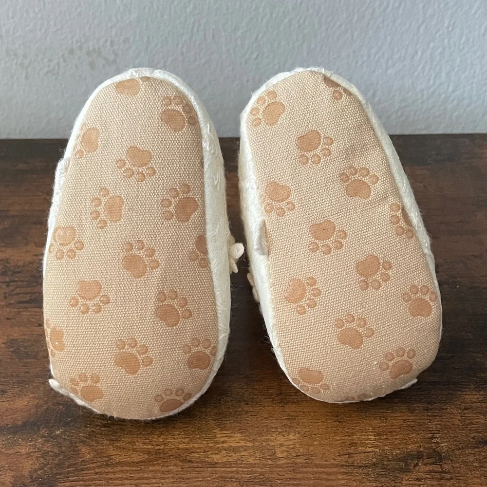 Adorable Cream Baby Slippers with Lace